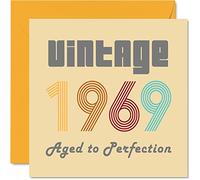 56th Birthday Cards for Men Women - Vintage 1969 Aged To Perfection - 56 Birthday Card Funny for Her Him, 145mm Greeting Cards Mum Dad Grandad Grandpa Grandma Nanny