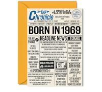 56th Birthday Cards for Women Men - Born In 1969 Newspaper - Happy 56 Birthday Card for Dad Mum Aunt Uncle Vintage Retro Back In 1969, 5x7 Inch Bday Greeting Cards