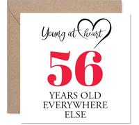 56th Birthday Cards for Women Men - Young at Heart - Happy Birthday Card for 56 Year Old Woman Man Grandma Daughter Grandad Uncle, 145mm Bday Greeting Cards
