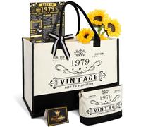 56th Birthday Gifts for Women Canvas Tote Bag Travel Gear, Unique 56 Years Old Birthday Gifts for Girlfriend Sister Friends Her, Vintage 1979 Handbag & Cosmetic Bag & Back in 1979 Poster, White