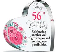 56th Birthday Gifts for Women - New Possibilities - Acrylic Heart Plaque Keepsake Gift for 56 Year Old Woman Her, 100mm x 100mm Present For Family Best Friends Bestie Gifts
