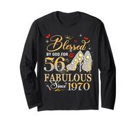 56th Birthday Queen Blessed by God 56 Fabulous Since 1970 Long Sleeve T-Shirt