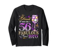 56th Birthday Queen Blessed by God 56 Fabulous Since 1970 Long Sleeve T-Shirt