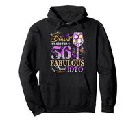 56th Birthday Queen Blessed by God 56 Fabulous Since 1970 Pullover Hoodie