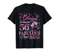 56th Birthday Queen Blessed by God 56 Fabulous Since 1970 T-Shirt