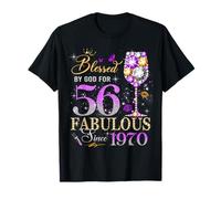 56th Birthday Queen Blessed by God 56 Fabulous Since 1970 T-Shirt