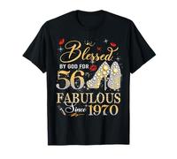 56th Birthday Queen Blessed by God 56 Fabulous Since 1970 T-Shirt
