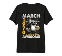 56th Birthday Raccoon Beer March 1970 Vintage 56 Years Old Premium T-Shirt