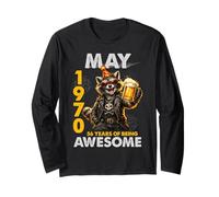 56th Birthday Raccoon Beer May 1970 Vintage 56 Years Old Long Sleeve T-Shirt