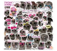 56X Sad Hamster Meme Stickers, Funny Big Eyes Hamster Decal, Waterproof Vinyl Cute Animal Sticker Aesthetic, Graffiti Decals for Skateboard Laptop Water Bottle Phone Case