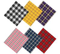 56x46cm Christmas Plaid Fabric, Christmas Charm Packs 6 Patterns Polyester Cotton Buffalo Plaid Checkered Gingham Quilting Fabric Patchwork, Precut Tartan Cloth Bundles for DIY Craft Home Decor