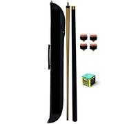 57" 2 Piece Center Split Pool Cue With SOFT Case GREEN TRIANGLE Chalk & 4 Tips