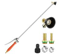 57.48 Inch Metal Replacement Sprayer Wand 2 Hose Clamps Brass Barb Sprayer Wand Adjustable Telescopic Watering Tool with Copper Nozzle for Irrigation Systems & Cleaning Car (146CM)