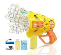 57-Holes Bubble Machine Gun for Kids, Big Automatic Bubbles Blower Blaster Maker with 2 Bottles Solution, Easter Party Favors Summer Outdoors Wedding Toys Gifts for Teens Children Boys Girls 3+,Yellow
