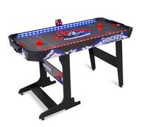 57" LED Light-Up Air Hockey Table, Foldable Arcade Style Air Hockey Game Set w/Accurate Electronic Scoring, in Line Power Switch, Powerful Motor for Kids Adults Home Game Room (Gray Playfield)