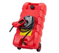 57-litre wheeled portable fuel drum, leak-proof petrol canister with manual transfer pump and 3-metre hose, heavy-duty fuel transfer container, suitable for cars, boats, lawnmowers - Red
