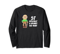 57 Officially Grumpy Old Man Over The Hill Funny Long Sleeve T-Shirt