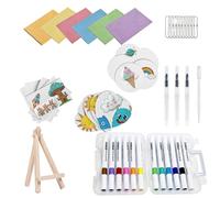 57 PCS Magic Puffy Paint Kit for Kids, 3D Magic Foam Texture Painting Kit with 12 Colour Markers, 3 Water Pens, Dropper & 30 Foam Texture Papers, Magic Painting Craft Kit Arts Crafts Supplies for Kids