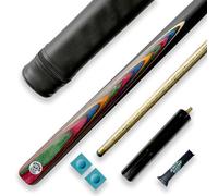 57" Pool Snooker Cue & Case Bundle - Ash 9.5mm Tip + Protector - Psycho Multicoloured