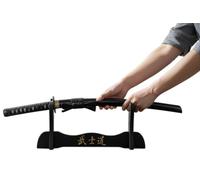 57 SPECIAL REPLICAS Sword Stand Snap-Fit - Japanese Katana Wooden Holder with Bushido Inscription - Display Rack for Katanas, Swords, Wakizashi, Tanto - Home & Game Room Decoration, GXWOOD-01