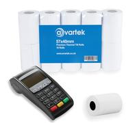 57 x 40mm Premium Thermal Paper Till Receipt Rolls for PDQ Credit Card Machine, POS, EPOS, Card Machines, Barclaycard, Verifone, Ingenico, Sagem, Spire, Pax, Worldpay [Pack of 10] - AVARTEK
