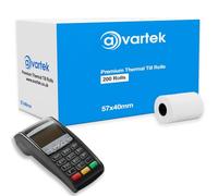 57 x 40mm Premium Thermal Paper Till Receipt Rolls for PDQ Credit Card Machine, POS, EPOS, Card Machines, Barclaycard, Verifone, Ingenico, Sagem, Spire, Pax, Worldpay [Pack of 200] - AVARTEK