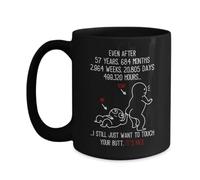 57 Year Anniversary I Love Your Butt 15oz Black Coffee Mug For Husband Wife, 57th Wedding Anniversary I Want To Touch Your Butt Funny Cup For Spouse