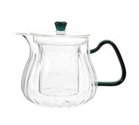 570ml Glass Teapot with Built in Infuser for Herbal and Fruit Tea Brewing | Borosilicate Glass Body, Textured Finish, Green Colour, Compact Capacity, Suitable for Tasting Sessions, Gatherings and Small