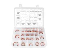 570pcs Copper Washers Flat Ring Set Kit, Sump Plug Washers Assortment with 30 Sizes, Solid Copper Sealing Washers for Car Marine Generator Machinery in Clear Plastic Box