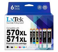 LxTek 570XL 571XL Ink Cartridge Compatible for Canon PGI-570 CLI-571 for Canon PIXMA TS5050 MG5750 TS5051 MG6850 MG5700 MG5751 TS6050 TS50532 (2PGBK 1Black 1Cyan 1Magenta 1Yellow,6-Pack)