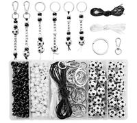 571 Pcs Soccer Keychain Making Kit, Sport Craft with Soccer Beads, Letter Beads and Keychain Accessories - Ideal for Team Gifts & Holiday Parties