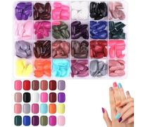 576 pcs Colorful Short False Nails Round Fake Nail Full Cover Artificial Acrylic Nails Tips Press on Nails for Women Girls Short Round False Nails DIY Your Own Nail Art Design, Nail Salon-24 Colors