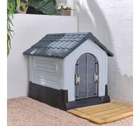 (57cm W x 68cm D x 66cm H) Weatherproof Plastic Dog House Kennel with Skylight and Door