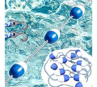 57ft/17.4m Pool Safety Rope With Floats, Pool Rope Buoy Divider, Effective Visibility Floating Pool Rope Divider Barrier, For Indoor And Outdoor Swimming Blue and White 25ft/7.6m