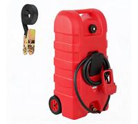 57L 15 Gallon Portable Fuel Caddy Manual Siphon Pump Gas Can with Wheels | Heavy Duty HDPE Fuel Transfer Tank with 10FT Delivery Hose for Petrol Diesel Car Boat Lawn Mower ATV Generator Farm Equipment