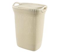 57L Laundry Hamper Basket Curver Knit with Handles Lid Openwork Elegant Boho HQ