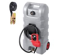 57L Portable Fuel Caddy with Manual Pump, 10ft Delivery Hose, Leak-Proof Storage Tank for Gasoline and Fuel Injector, On-Wheel Design for Cars, Trucks, Boats, Lawnmowers, ATVs, Gray