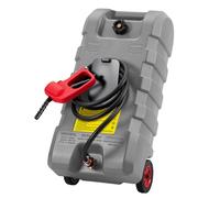 57L Portable Fuel Caddy with Wheels - Heavy-Duty Petrol & Diesel Storage Tank with Manual Siphon Pump & 3m Hose - Mobile Fuel Station for Boats, Cars, Lawnmowers, Generators & ATVs (Grey)