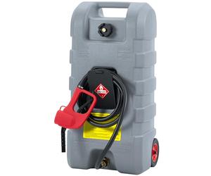 57L Portable Fuel Caddy with Wheels - Heavy-Duty Petrol & Diesel Storage Tank with Siphon Pump & 3m Hose, Fuel Canister for Boats, Cars, Lawnmowers, ATVs & Generators - Grey