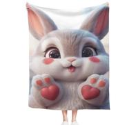 57lilina Soft Fleece Throw Blanket Gifts for Her - 50x60 Inch Cozy Flannel Plush Fluffy Throw Blanket for Sofa Bed Couch or Chair, Thoughtful Cute Print Rabbit Themed Lovers Gift for Women Girls