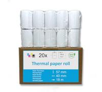 57mm x 40mm Tills Rolls Thermal Paper Receipt Printer White High Quality Paper Pack of 20