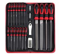 57Pcs Metal & Wood File Rasp Set,Grade T12 Forged Alloy Steel, Half-round/Round/Triangle/Flat 4pcs Large Tools, 14pcs Needle Files and a pair of Electric Files, a brush and 36pcs emery papers
