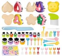 57Pcs Sandwich Cutters Shapes Cookie Cutter Set, ilauke Uncrustables Maker, Stainless Steel Sandwich Sealer with Storage Box, Shapes Vegetable Fruit Bread Decruster for Kids