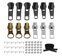 57PCS Zip Repair Kit 3 Sizes Zipper Pull Replacement Universal Metal Zipper Repair Kit Zip Slider Replacement Accessories Easy Installation for Jackets Coats Jeans Luggage Backpacks Crafts