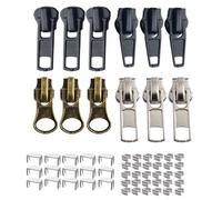 57PCS Zipper Repair Set #5 Zipper Replacement With Stop For Coat Jeans Jackets Tent Backpacks Bag Top And Bottom Stops