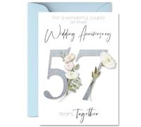 57th Anniversary Card for Women and Men, Fancy Floral Flowers