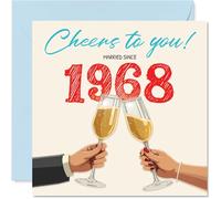 57th Anniversary Card for Women Men - Cheers! Married Since 1968 - Happy 57 Year Anniversary Card for Companion Partner Husband Wife, 145mm Wedding Anniversaries Greeting Cards