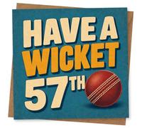 57th Birthday Card for Him, Funny Design | Eye-catching greeting card; Funny artwork for him on a 57th birthday with a warm, memorable feel