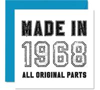 57th Birthday Card for Men Women Him Her - Made in 1968 All Original Parts - Funny Birthday Card for Grandad Nan Grandma Mum Dad, 145mm Humour Greeting Cards