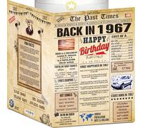 57th Birthday Cards for Men & Women - Back In 1967 Newspaper - A4 Bday Card + Envelope - Gifts Large HAPPY BIRTHDAY Decorations for Her Him Vintage Funny card for Wife Husband Grandparents Anniversary